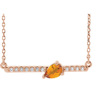 Lilac Citrine and Diamond Bar Necklace