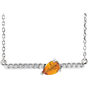Lilac Citrine and Diamond Bar Necklace