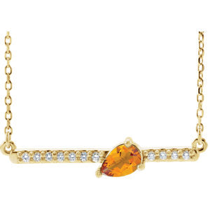 Lilac Citrine and Diamond Bar Necklace