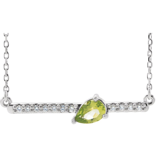 Lilac Peridot and Diamond Bar Necklace