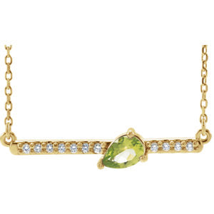 Lilac Peridot and Diamond Bar Necklace