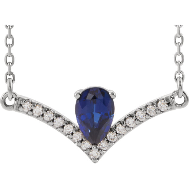 Blue Sapphire and Diamond Platinum Necklace
