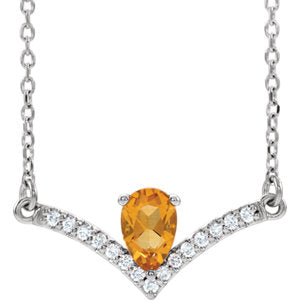 Bellflower Citrine and Diamond Chevron Necklace