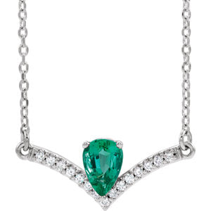 Bellflower Emerald and Diamond Chevron Necklace