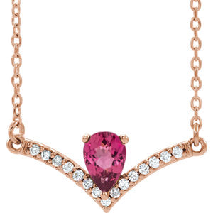 Bellflower Pink Tourmaline and Diamond Chevron Necklace