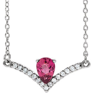 Bellflower Pink Tourmaline and Diamond Chevron Necklace