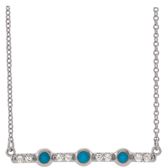 Hibiscus Turquoise and Diamond Bar Necklace