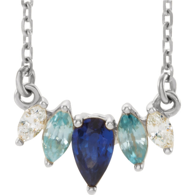 Wildflower Sapphire, Zircon, and Diamond Necklace