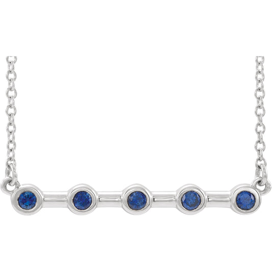 Poppy Blue Sapphire Bar Necklace