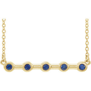 Poppy Blue Sapphire Bar Necklace