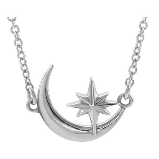 Aster Crescent Moon & Star Necklace