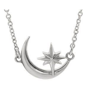 Aster Crescent Moon & Star Necklace