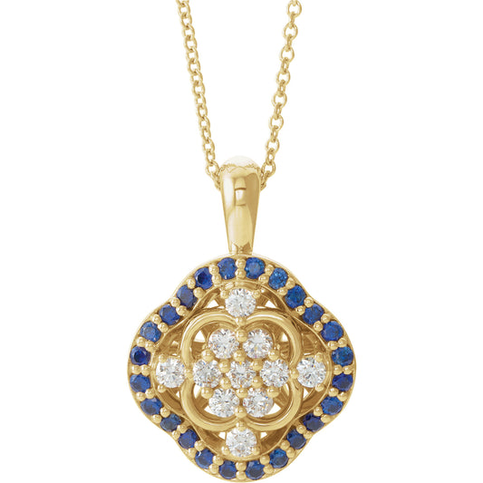 Lotus Sapphire & Diamond Necklace