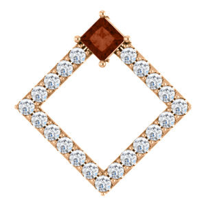 Dahlia Square Garnet & Diamond Pendant