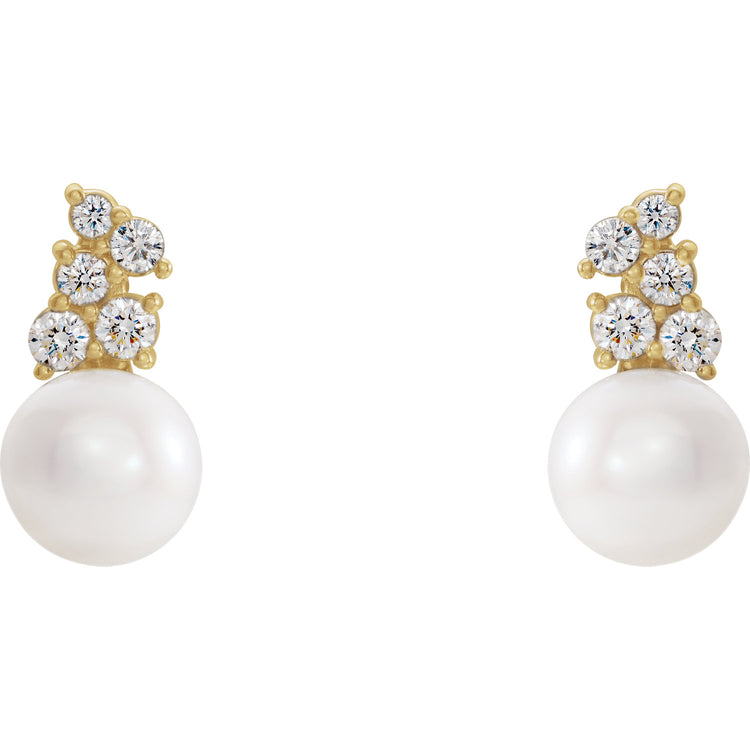 Pearl & Diamond Earrings