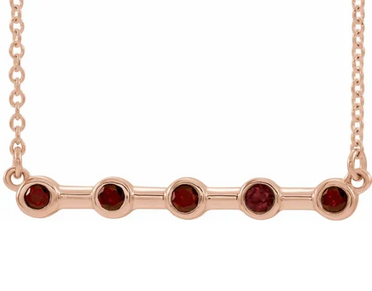 Poppy Garnet Bar Necklace