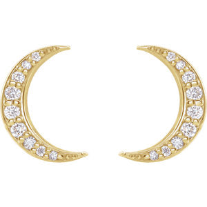 Aster Diamond Crescent Moon Stud Earrings