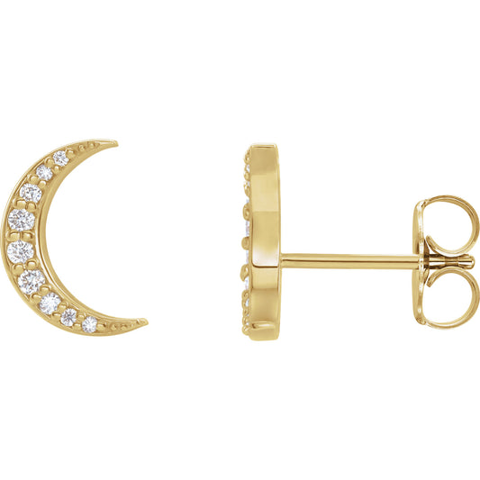 Aster Diamond Crescent Moon Stud Earrings