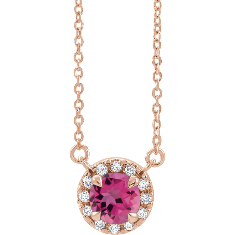Hydrangea Pink Tourmaline & Diamond Necklace