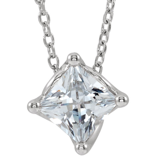 Dahlia Diamond Princess Solitaire Necklace