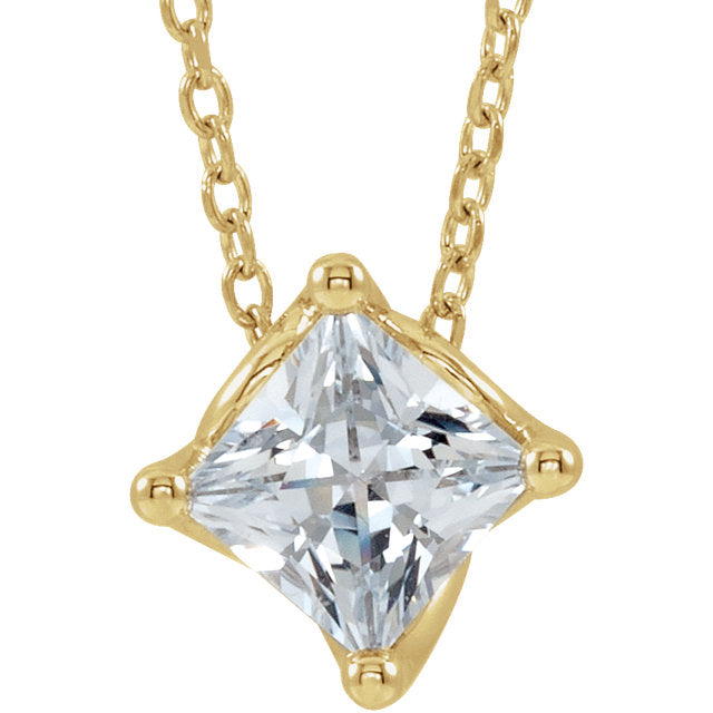 Dahlia Diamond Princess Solitaire Necklace