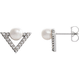 Trillium Pearl & Diamond Earrings