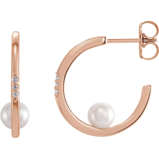 Craspedia Pearl & Diamond Hoop Earrings