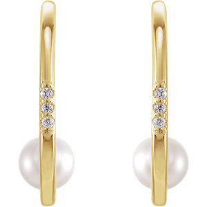 Craspedia Pearl & Diamond Hoop Earrings
