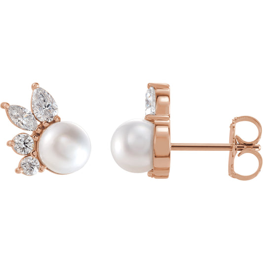 Orchid Pearl & Diamond Earrings