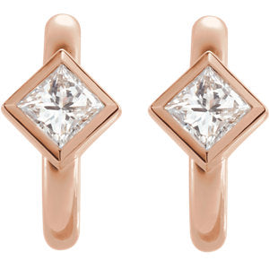 Dahlia Princess Cut Diamond J Hoop Earrings
