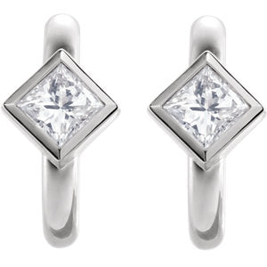 Dahlia Princess Cut Diamond J Hoop Earrings