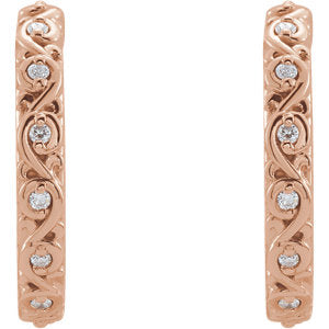 Iris Diamond Filigree J Hoop Earrings