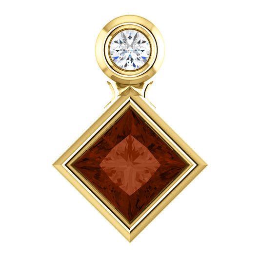 Dahlia Bezel Garnet & Diamond Pendant