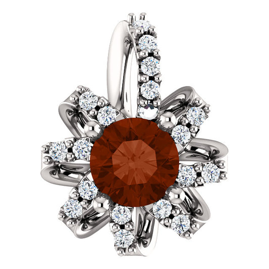 Passionflower Garnet & Diamond Halo Pendant