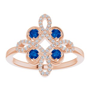 Clover Blue Sapphire and Diamond Ring