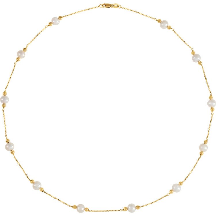 Hibiscus Pearl Station Necklace