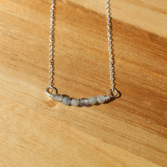 Labradorite Bead Bar Necklace