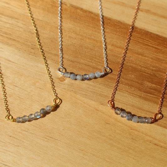 Labradorite Bead Bar Necklace