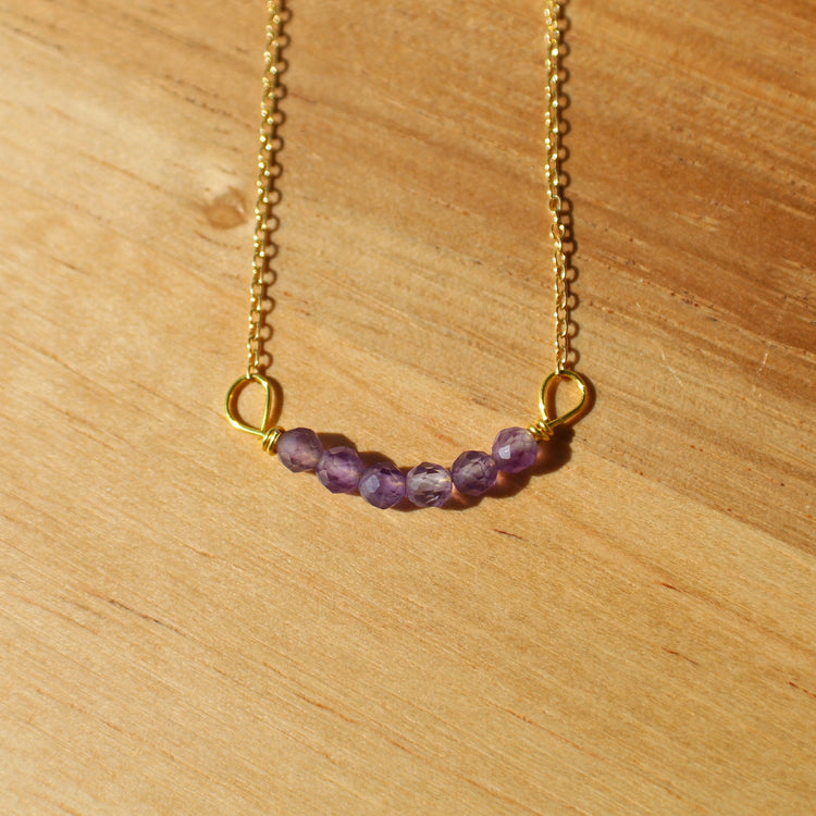 Amethyst Bead Bar Necklace