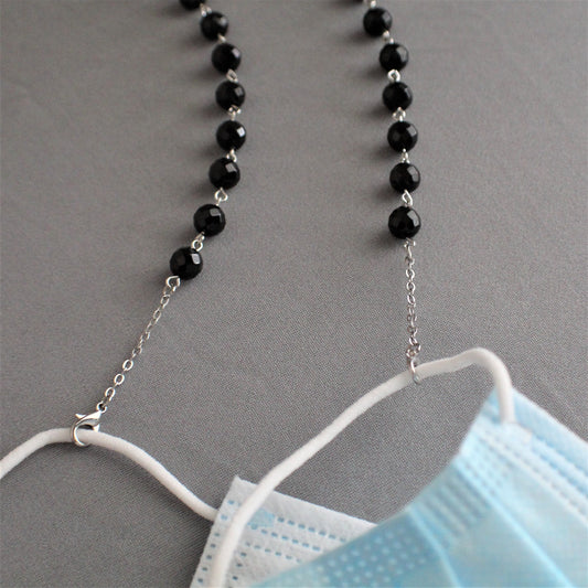 Faceted Onyx Mask Lanyard