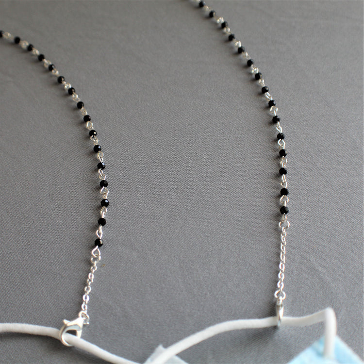 Faceted Black Spinel Mask Lanyard