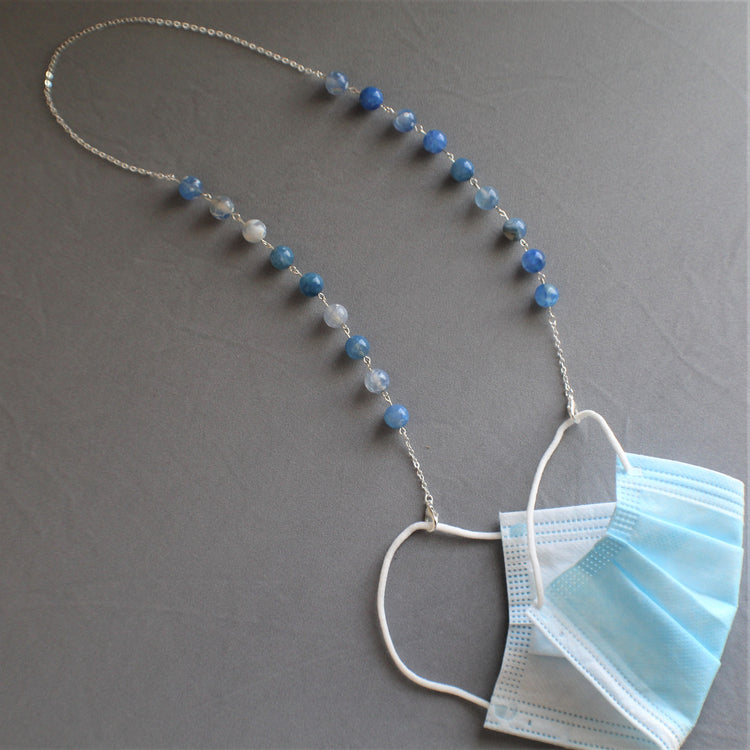 Blue Lace Agate Mask Lanyard