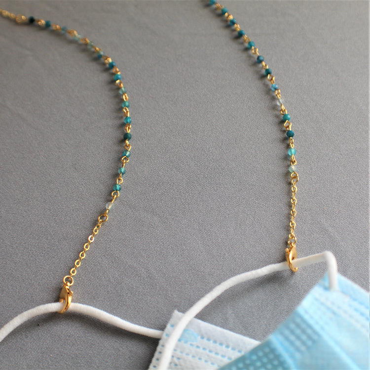 Faceted Blue Chalcedony Mask Lanyard