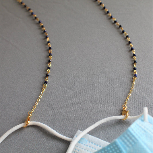 Faceted Lapis Lazuli Mask Lanyard