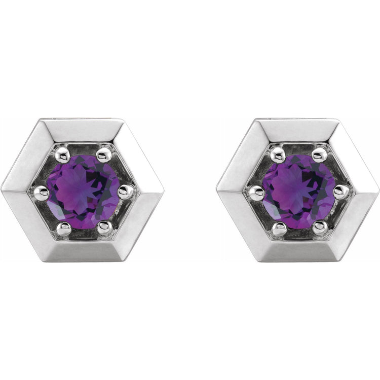 Marigold Amethyst Honeycomb Stud Earrings