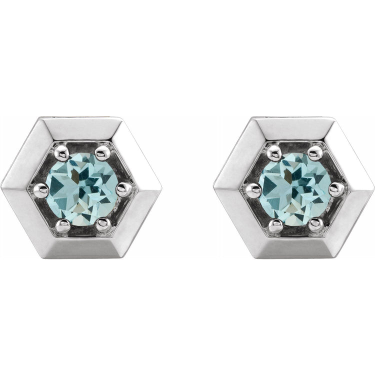 Marigold Aquamarine Honeycomb Stud Earrings