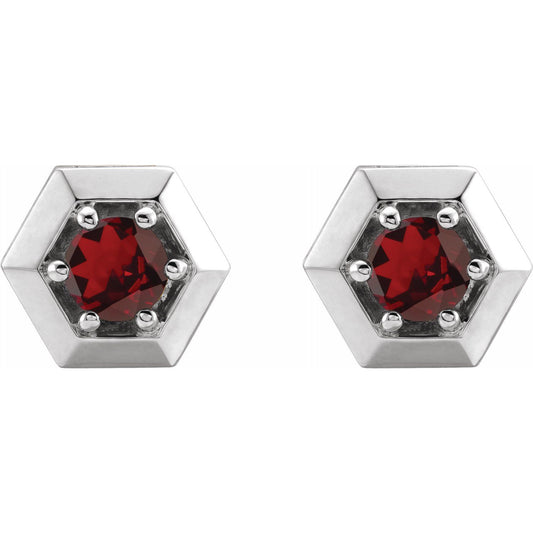 Marigold Garnet Honeycomb Stud Earrings