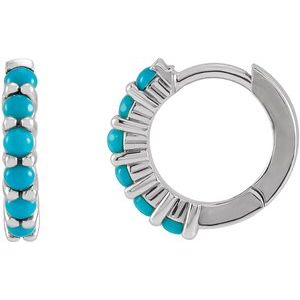 Hibiscus Turquoise Huggie Hoop Earrings