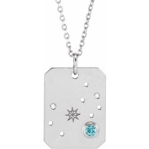 Aster Scorpio Blue Zircon & Diamond Necklace