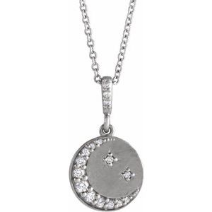 Aster Diamond Crescent Moon Disc Necklace